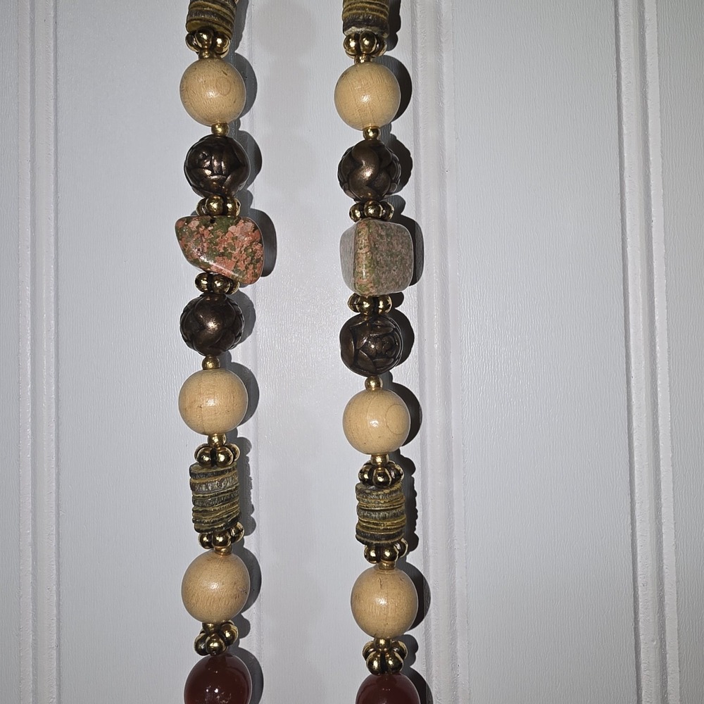 Carol Dauplaise Pendant Necklace Gold Medallion Mixed Media Boho Colorful Vtg - Picture 7 of 8